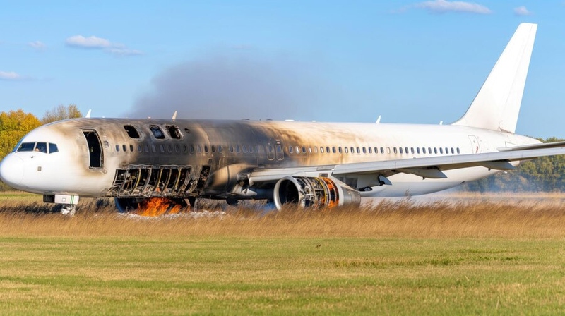 Файл:Burning-passenger-airplane-runway-with-smoke-fire-damage-field 464863-10451.jpg