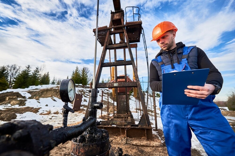 Файл:Petroleum-engineer-inspecting-pump-jack-oil-field 651396-2144.jpg